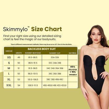 Backless Bodysuit Shapewear -sizechart